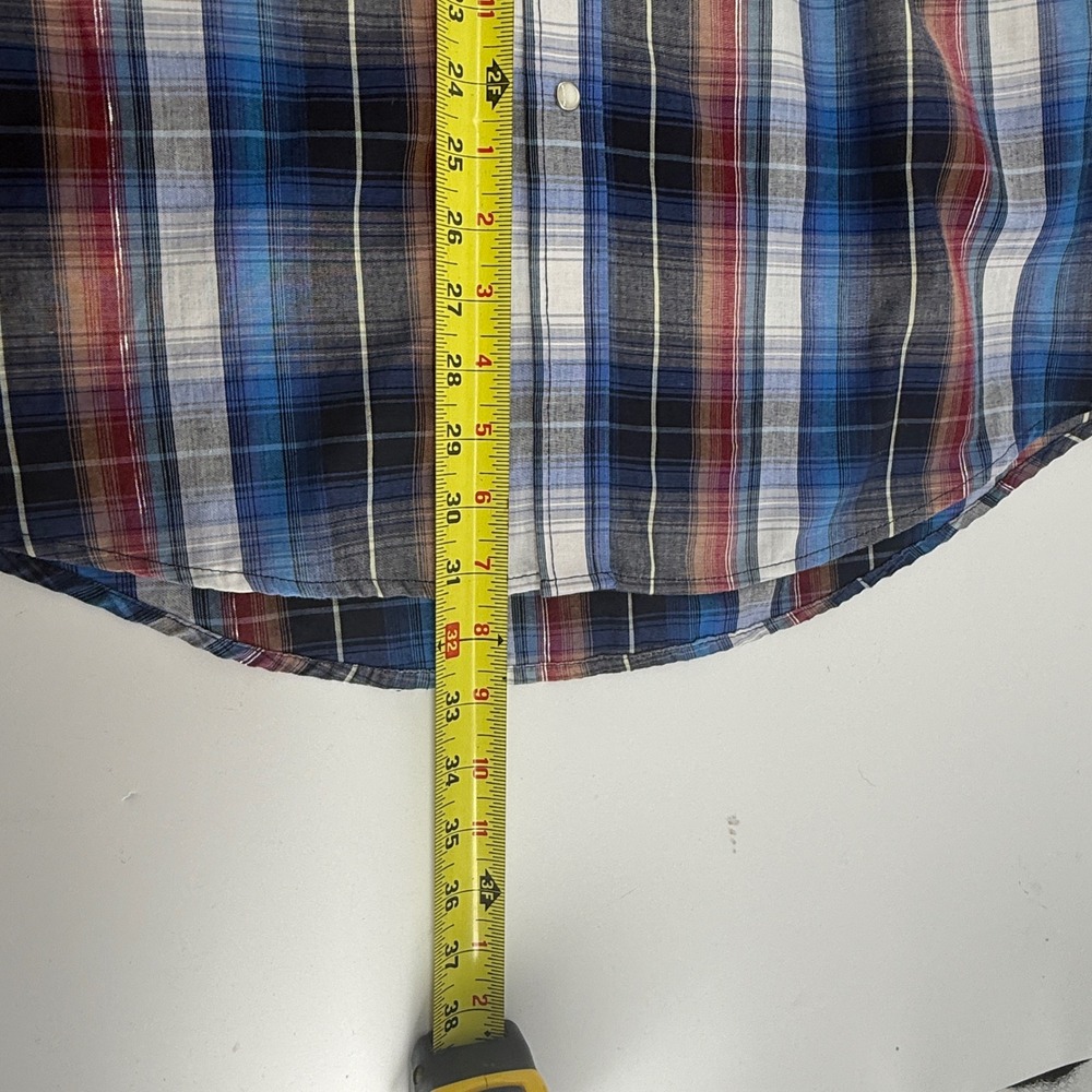 Ely Cattleman Mens XXL Plaid Metallic Lurex Western Pearl Snap Shirt Long Slv - Picture 8 of 8